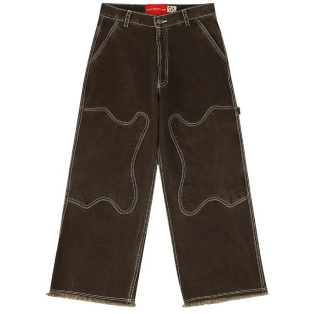 New Barnstorm Doubleknee Chocolate Carpenter Jeans 28 Unisex Baggy Wide Leg 90s